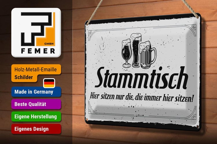 Blechschild Spruch 30x20cm Stammtisch hier sitzen nur die