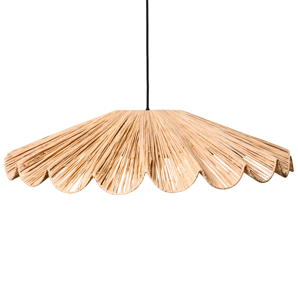 Hängelampe aus Rattan mit gewelltem Lampenschirm