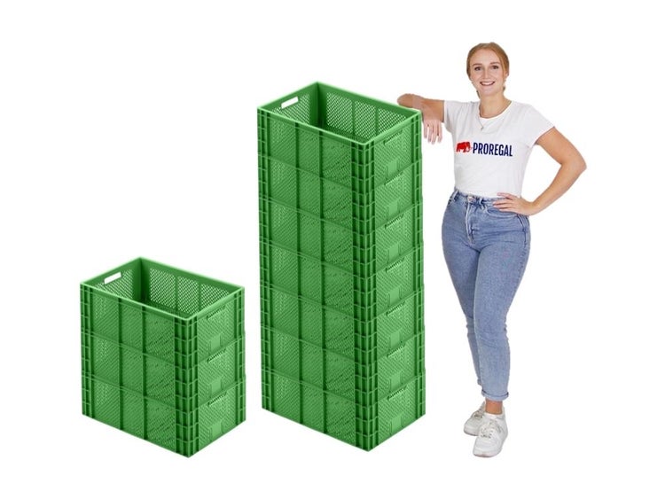 PROREGAL Eurobehälter Obst- und Gemüsekasten HxBxT 22 x 40 x 60 cm 43 Liter Grün Obst-Gemüsekiste Obstkorb Transportbox