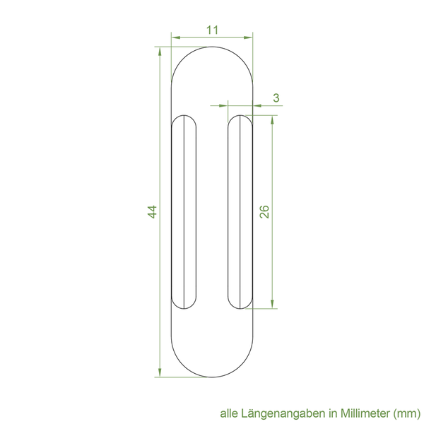 Technische Zeichnung einer Klemme mit Maßangaben in Millimetern
