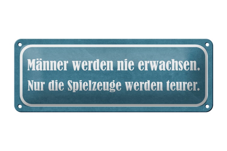 Blechschild Spruch 27x10cm Männer nie erwachsen Spielzeuge Dekoration