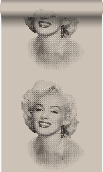 Origin Wallcoverings Tapete Marilyn Monroe Grau und Schwarz - 53 cm x 10,05 m - 326350