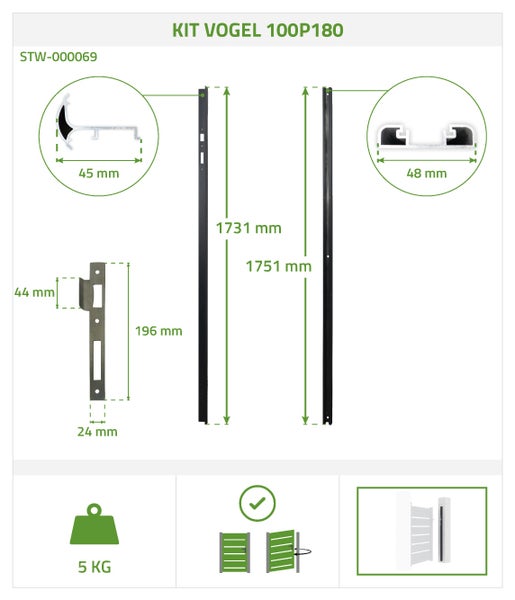 Vogel Bausatz 100P180 mit Maßangaben