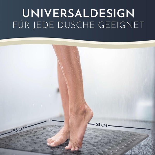 Homerella® Duschmatte rutschfest - 100% BPA frei - Inkl. 2 Haken zum Aufhängen 53x53cm - Antirutschmatte Dusche hautsensitiv & schimmelresistent - Duscheinlage maschinenwaschbar