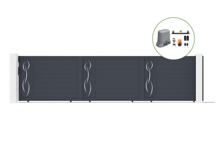 Schiebetor 6m LIFE H.140cm Aluminium + TANKER C600 Motorisierung