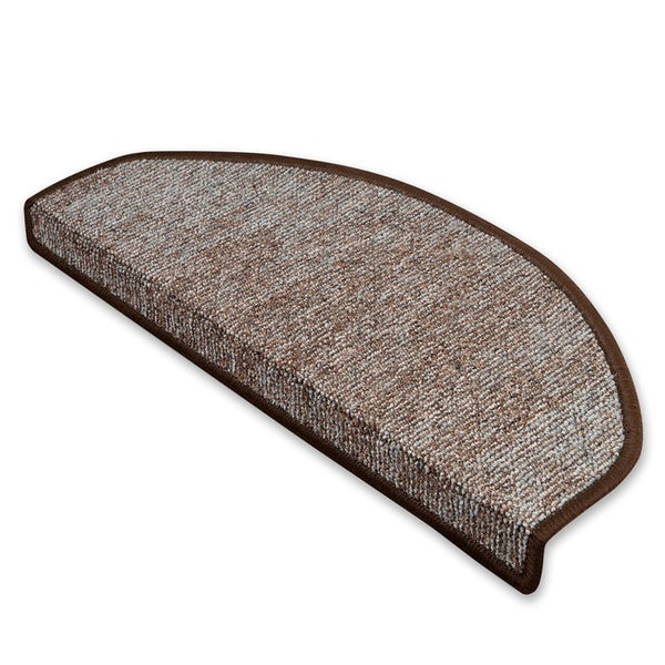 FLOORDIREKT Stufenmatte York - Widerstandsfähig & Pflegeleicht - Dunkelbraun - Halbrund - 19 x 56 cm