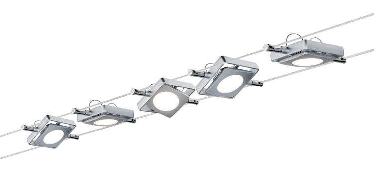 LED Seilsystem MacLED Basisset 5x200lm 5x4,3W 2700K 230/12V Chrom matt