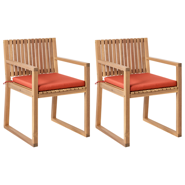 Set mit 2 Stühlen und Sitzkissen SASSARI PREMIUM zertifiziertes Akazienholz Rot