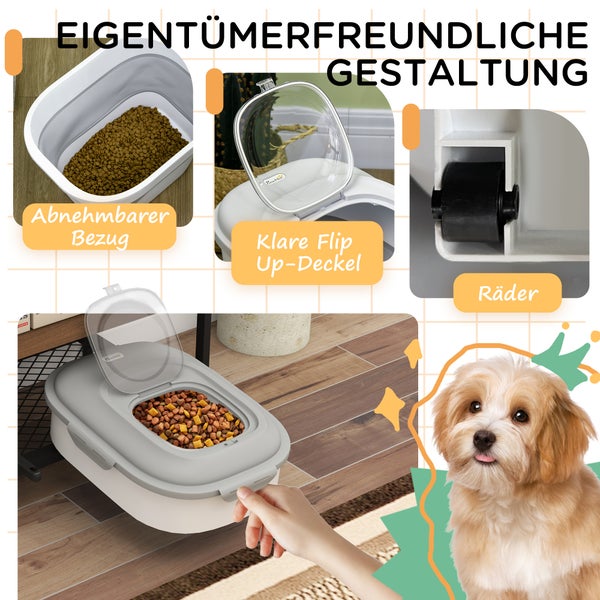 PawHut Hundefutter-Aufbewahrungsbehälter, 44L x 32B x 37H cm, Kunststoff, TPE, Grau