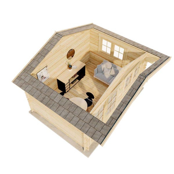 Gartenhaus Gabriel-34 mit Fußboden aus Holz, Gerätehaus 400x300, 10,07 m², 34 mm Wandstärke - Naturbelassen