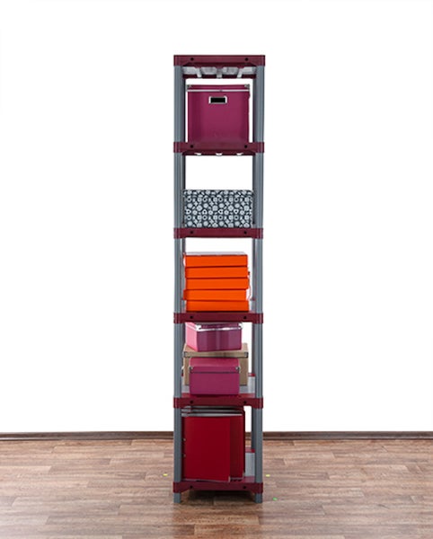 PROREGAL Kunststoffregal Big Grey Bear Extra-Tall HxBxT 220 x 70 x 46 cm Fachlast 160 kg Grau/Rot