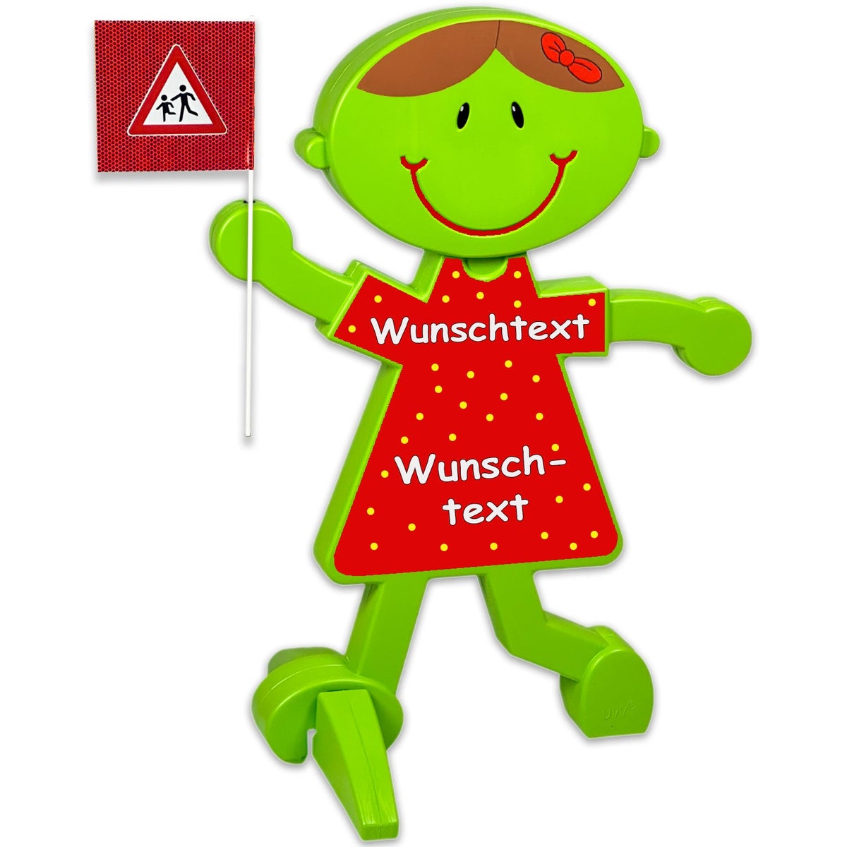 3D Warnschild Lisa Brems und Luca Brems Sicherheit Vorsicht spielende Kinder reflektierende Verkehrsfiguren / rot / Wunschtext | Wunschtext
