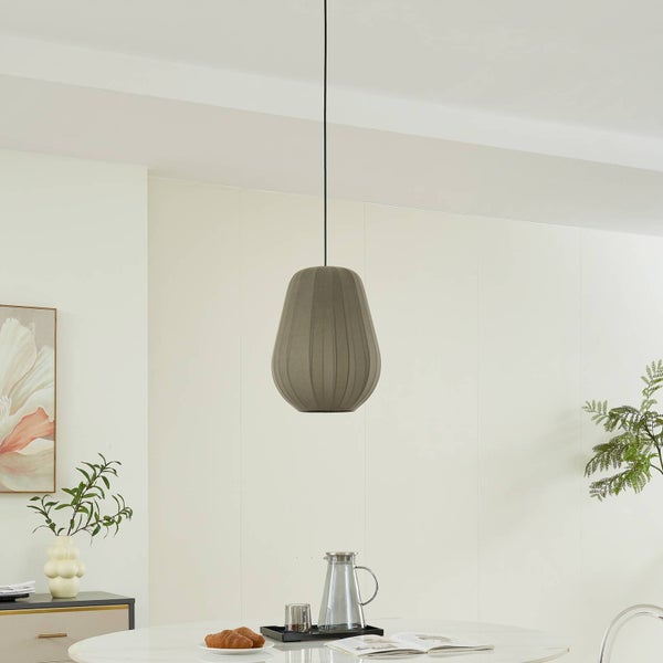 Lindby Pendelleuchte Helin (Modern) in Alu aus Textil (1 flammig, E27) - Hängeleuchte Esstischlampe Hängelampe Wohnzimmerleuchte