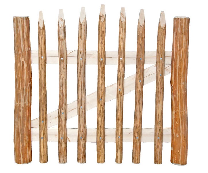 Holzzaun mit Latten und Querstreben