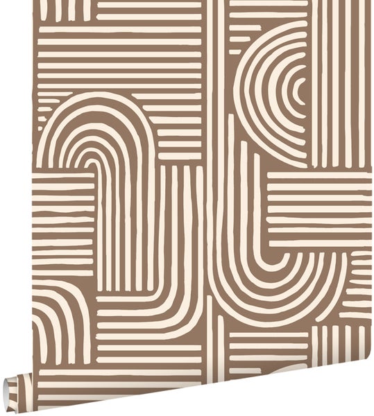 Tapetenrolle mit grafischem Muster aus Linien und Bögen