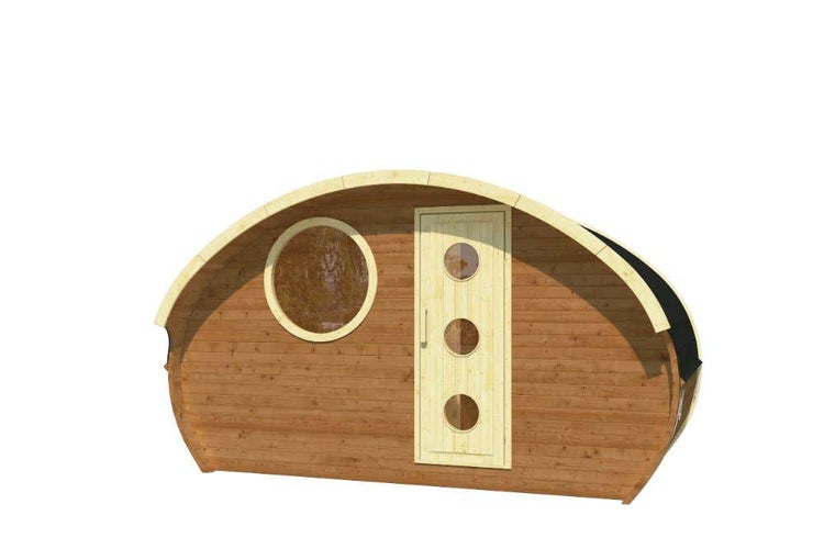 FinnTherm Sauna Hobbit S Gartensauna 3 Sitzbänke aus Holz, Sauna mit 42 mm Wandstärke, Außensauna mit Montagematerial, Naturbelassen