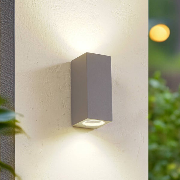 Lucande Wandleuchte außen Xava (Modern) in Alu aus Aluminium (2 flammig, GU10) - Außenwandleuchten Wandlampe Led Außenlampe Outdoor für Außenwand/Hauswand Haus Terrasse & Balkon