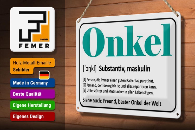 Blechschild Spruch 30x20cm Onkel Freund bester Onkel Welt