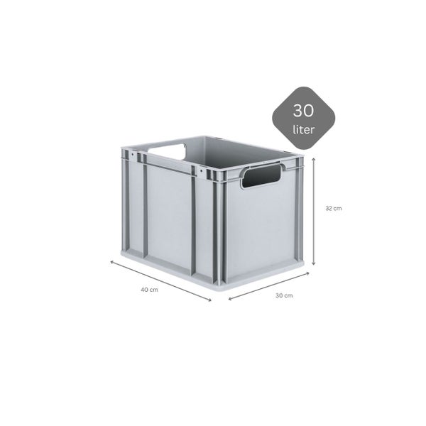 PROREGAL Spar Set 4x Eurobox Nextgen Economy Mit Scharnierdeckel & Roten Schiebeschnappverschlüssen Griffe Offen HxBxT 32 x 30 x 40 cm 30 Liter