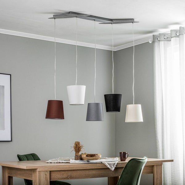 Lucande Pendelleuchte Thamila (Für Kinder, Junges Wohnen) aus Textil (5 flammig E27) - Hängeleuchte Esstischlampe Hängelampe Wohnzimmerleuchte
