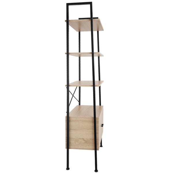 Leiterregal tectake Brentwood inklusive Kippschutz, 57,5 x 34 x 173 cm Industrial Style Industrial Holz hell, Eiche Sonoma