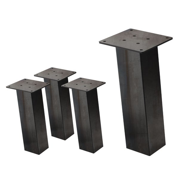Möbelbeine aus Metall, Set mit 4 Stück, quadratisch, mit Montageplatte.