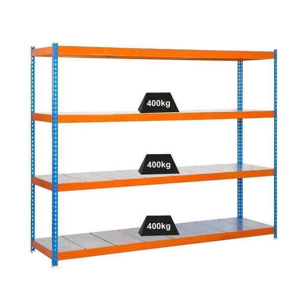 PROREGAL Schwerlastregal Metal Beast Four HxBxT 200 x 240 x 60 cm Fachlast 400 kg Blau-Orange