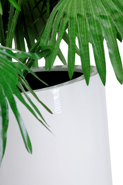 Künstliche Palme in weißem glänzendem Übertopf