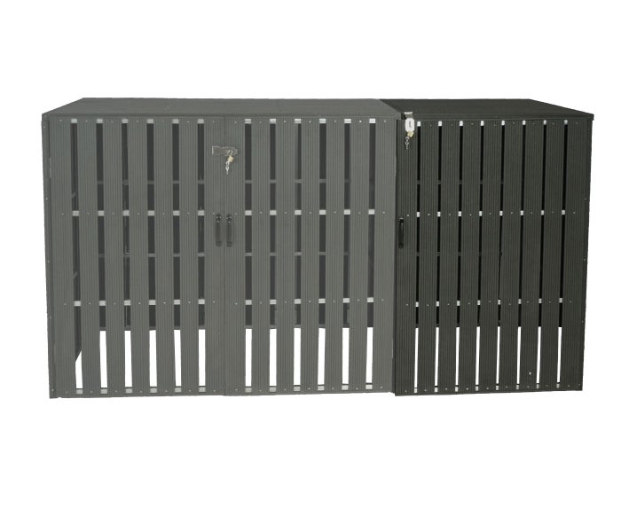 Graue Mülltonnenbox für zwei Mülltonnen