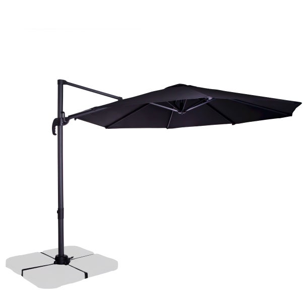 VONROC Premium Sonnenschirm Ampelschirm Balkon - Neigbar, Rund, 300X - Sonnenschutz für Terrasse & Garten - Sonnenschirm groß inklusive Schutzhülle - Bardolino schwarz