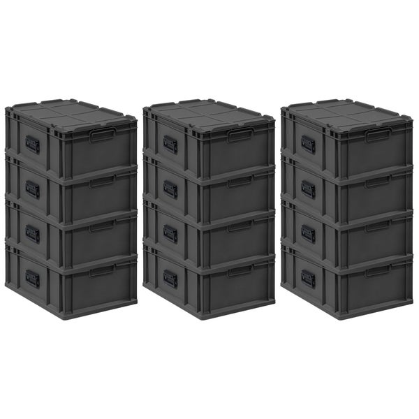 Drei Stapelboxen mit Deckel