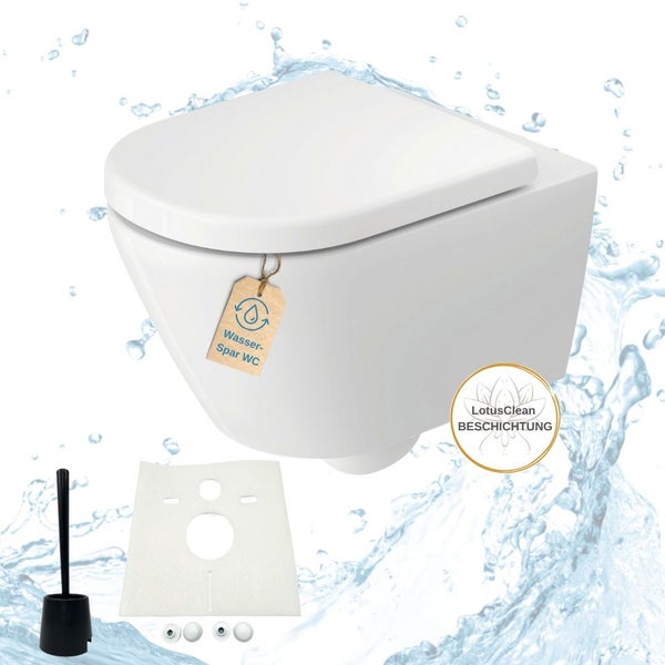 Wand-WC-Set mit Toilettenbürste, Dämmmatte und LotusClean Beschichtung