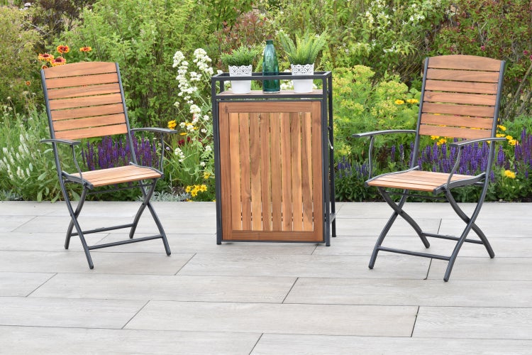Santorin Gartenmöbelset 3tlg., Klappsessel, Balkonklapptisch