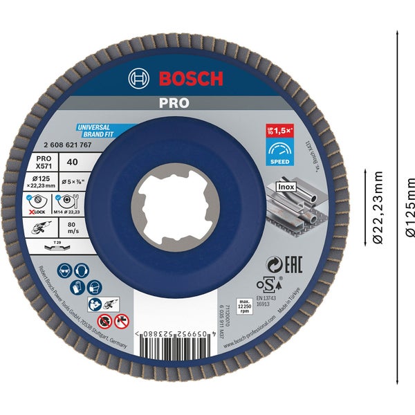 Bosch PRO X571 X-Lock Fächerschleifscheibe 125 mm G40 - 2608621767