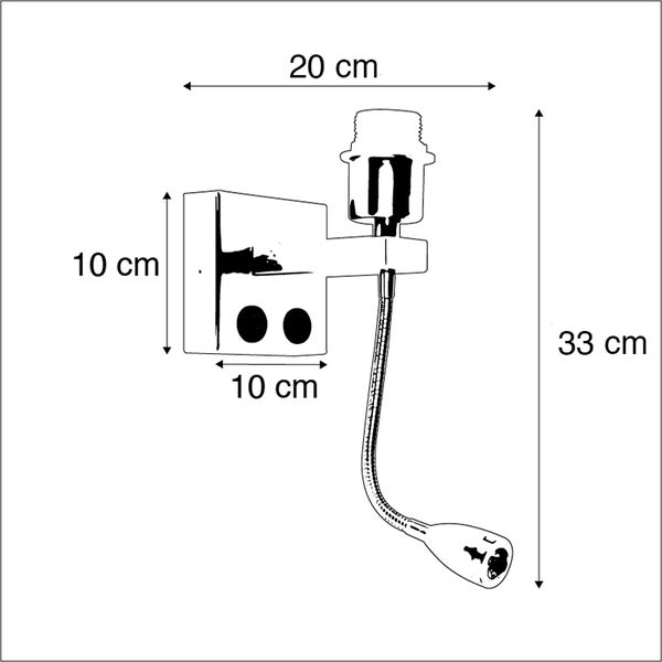 Art Deco Wandlampe Gold mit USB und Flexarm - Brescia Combi