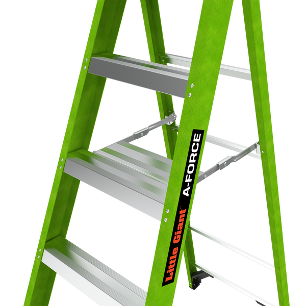 Little Giant A-FORCE Stehleiter aus Glasfaser mit Stufen aus Aluminium für Arbeiten unter Spannung