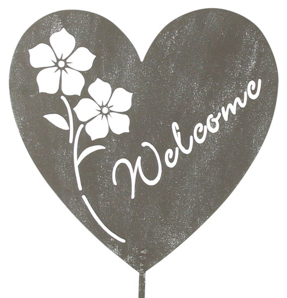 FRANK FLECHTWAREN | Herz Welcome Home, 2er Set, METALL, HOLZ, 12,5 x 6  x 28 cm