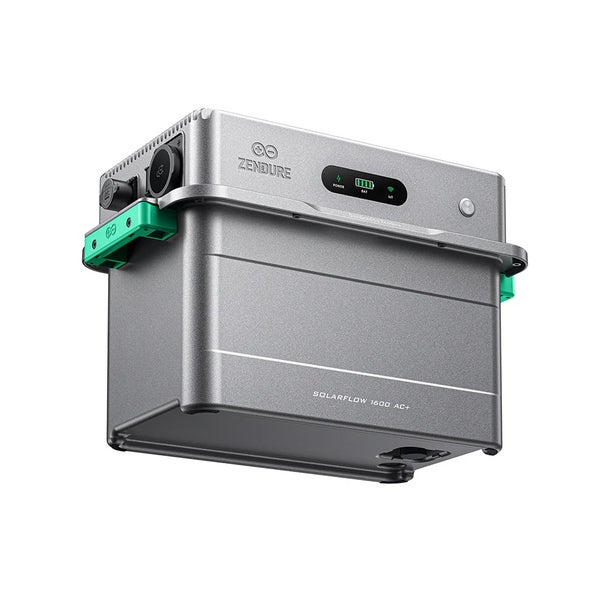 Zendure SolarFlow 1600 AC Plus Speicher für Balkonkraftwerke mit digitalem Display und Anschlüssen.