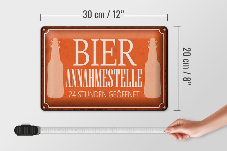 Blechschild Spruch 30x20cm Bier Annahmestelle 24 Stunden