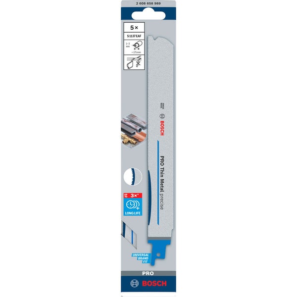 Bosch PRO Thin Metal precise S1137EAF Blatt 1,1 x 25 x 225 mm 5-tlg. - 2608658989