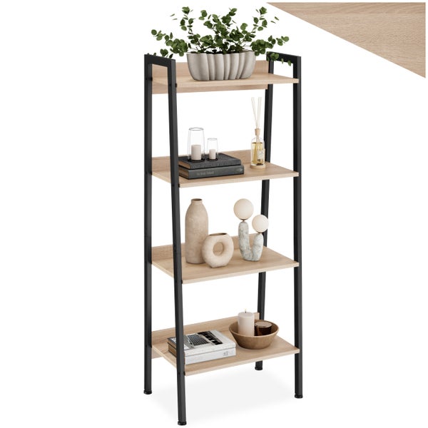Leiterregal tectake Chatham inklusive Kippschutz, 57,5 x 34 x 138 cm Industrial Style Industrial Holz hell, Eiche Sonoma
