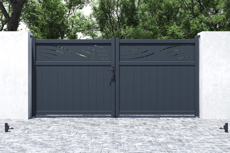 Flügeltor 3,4 m HALTI H.160 graues Aluminium