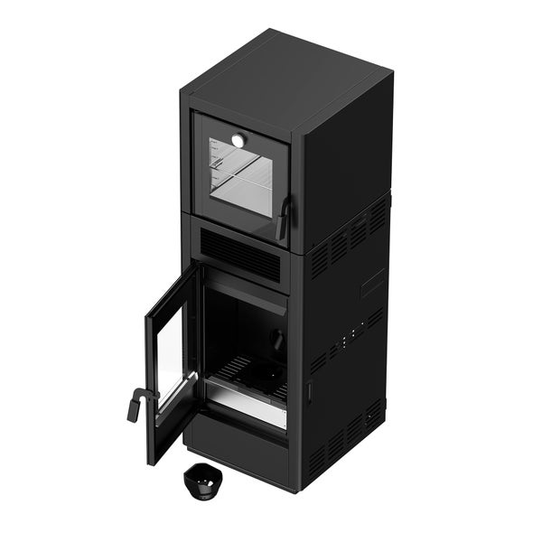 Pelletofen mit offener Tür