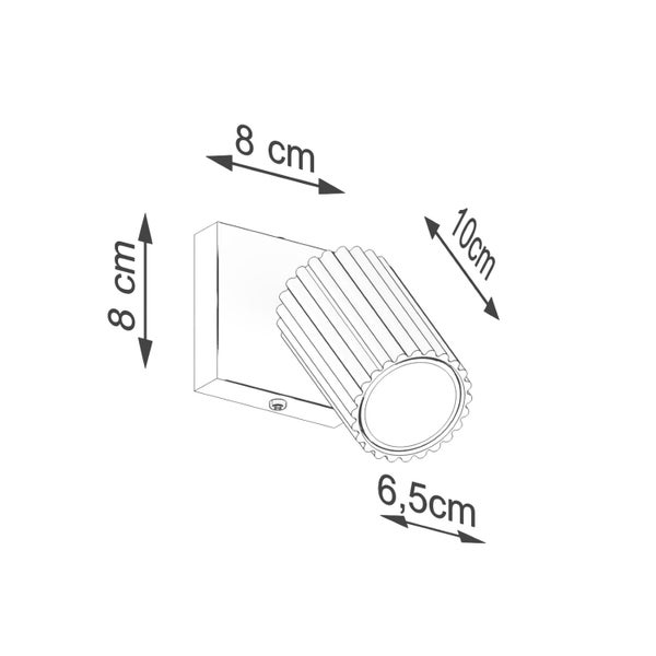 Abmessungen der Wandleuchte: 8 x 8 x 10 cm, Lampendurchmesser: 6,5 cm