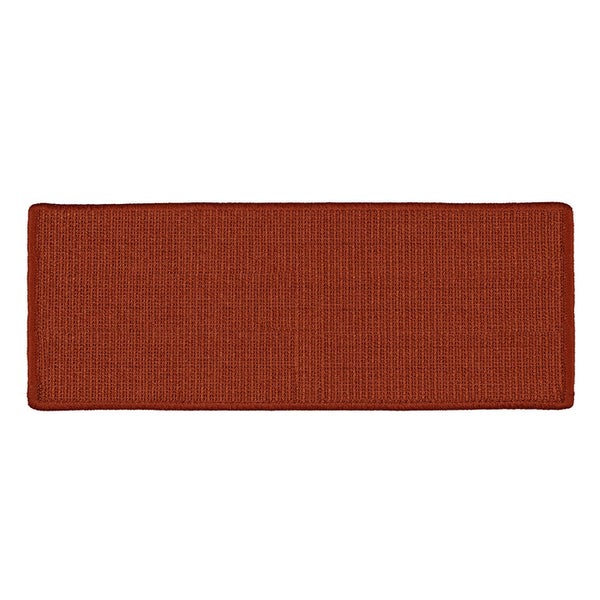 FLOORDIREKT Stufenmatte aus Sisal - Pure Nature - Umkettelt & Selbstklebend - Rot - 23,5 x 65 cm - Rechteckig ohne Lippe