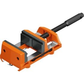Maschinenschraubstock für Bohrständer mit Spannbacken für die sichere Werkstückfixierung bei Bohrarbeiten.