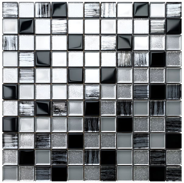 Glasmosaik auf Netz für Bad und Küche 30cm x 30cm  - Black Sabbath