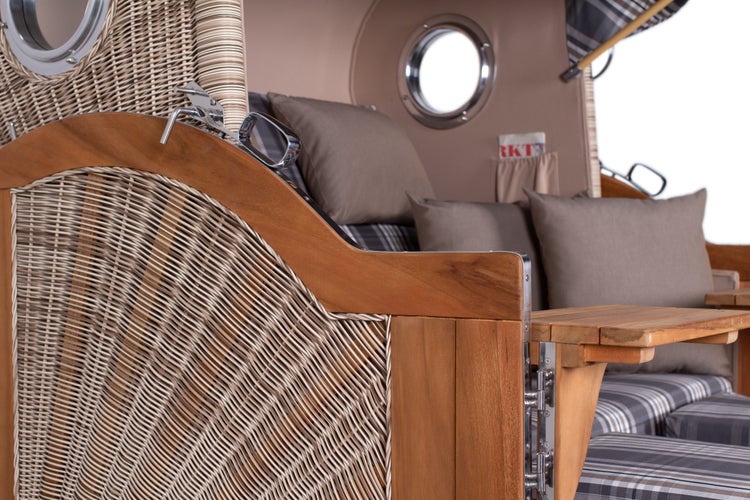 Strandkorb Rantum Grande Teak PE shell Dessin 522