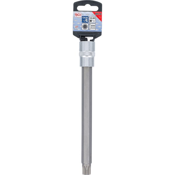 BGS Bit-Einsatz Länge 200 mm Antrieb Innenvierkant 12,5 mm (1/2) Innenvielzahn (für XZN) M14 - 4337