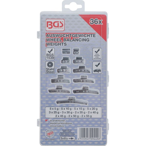 BGS Auswuchtgewichte-Sortiment 36tlg. - 9449